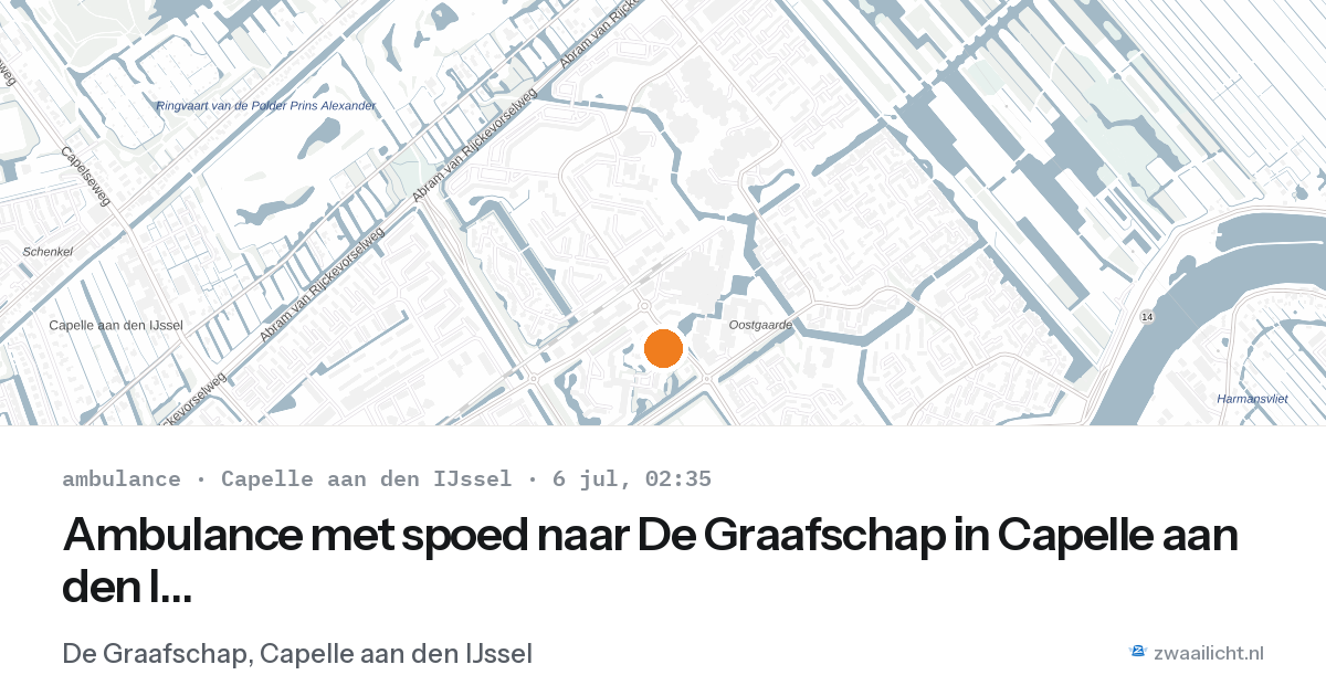Ambulance met spoed naar De Graafschap in Capelle aan den IJssel — 6 jul 2026