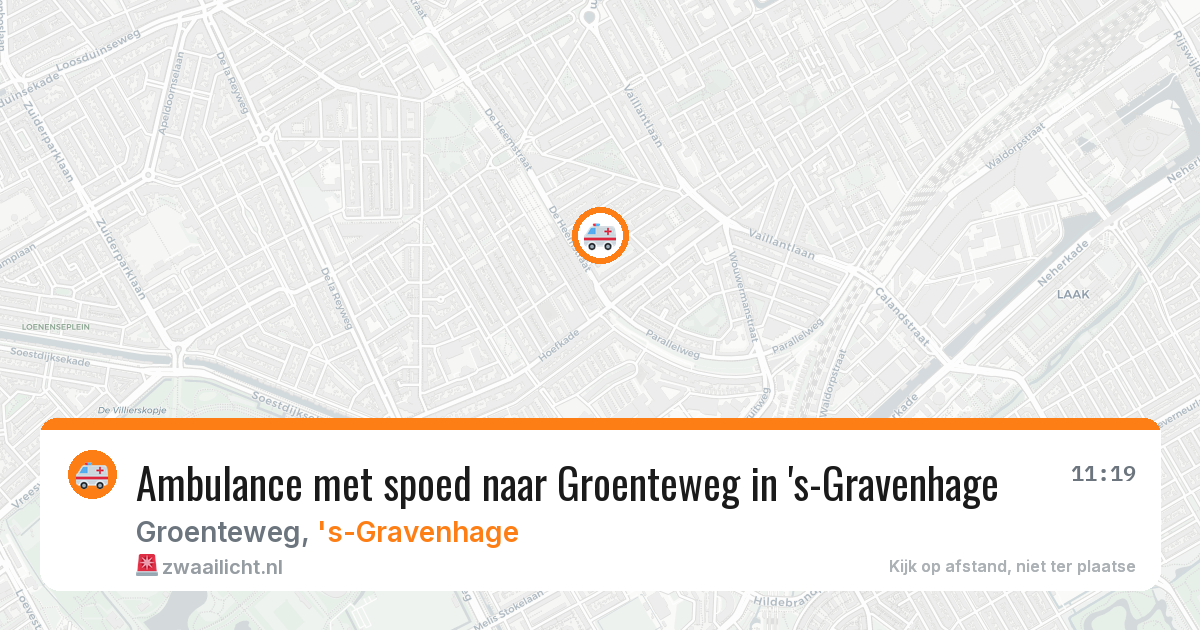 Ambulance met spoed naar Groenteweg in 's-Gravenhage — 8 aug 2026