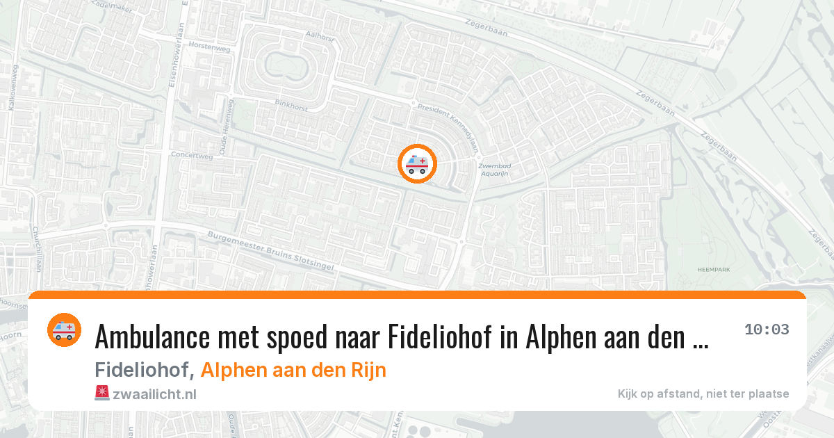 Ambulance met spoed naar Fideliohof in Alphen aan den Rijn — 9 aug 2026