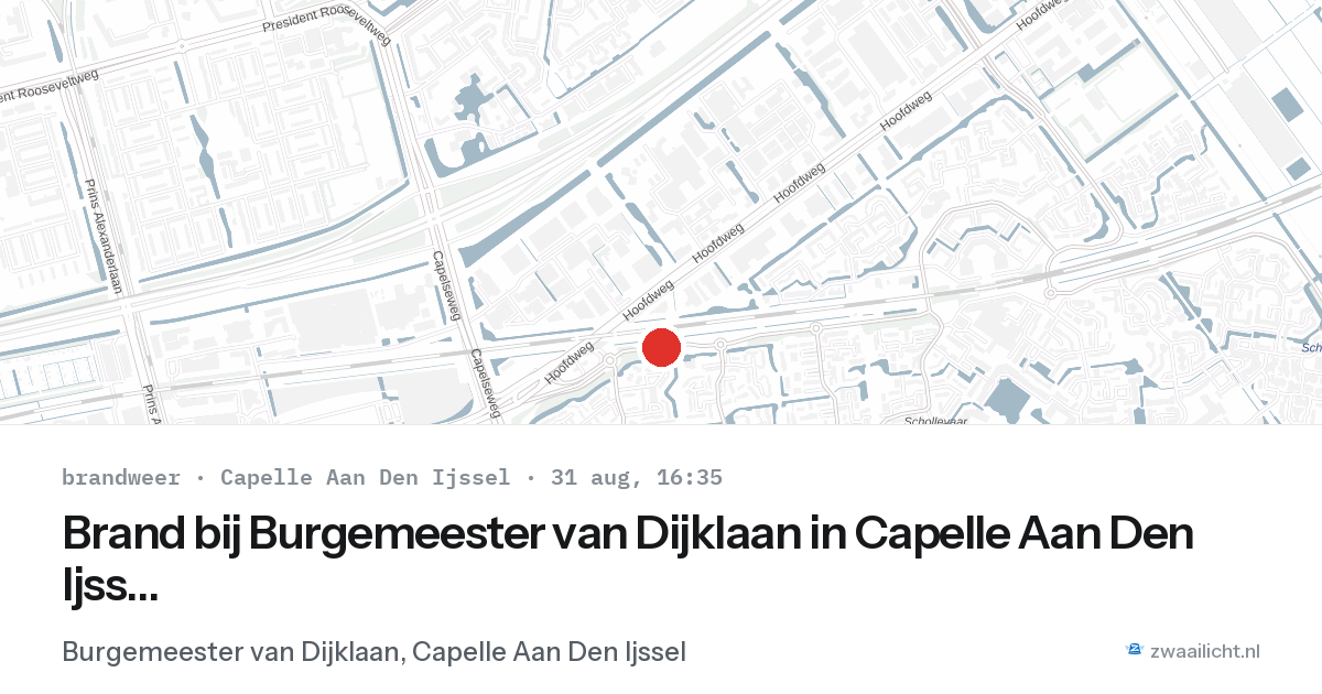Brand bij Burgemeester van Dijklaan in Capelle Aan Den Ijssel — 31 aug 2026