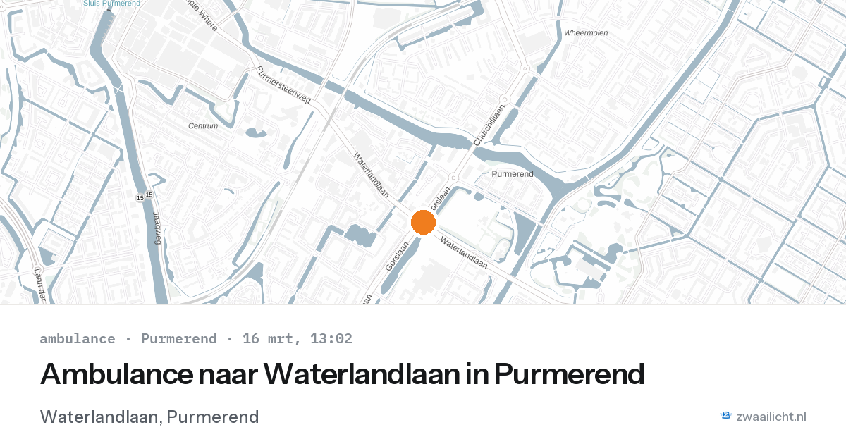Ambulance naar Waterlandlaan in Purmerend — 16 mrt 2026