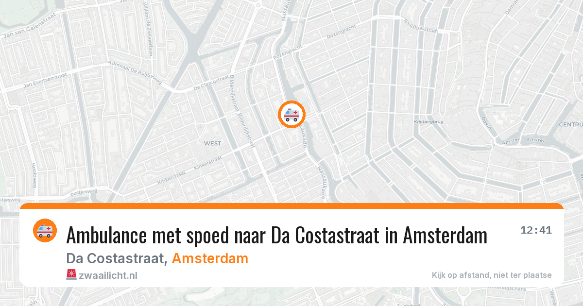 Ambulance met spoed naar Da Costastraat in Amsterdam — 18 mrt 2026