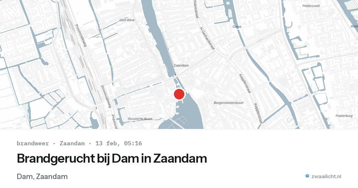 Brandgerucht bij Dam in Zaandam — 13 feb 2026