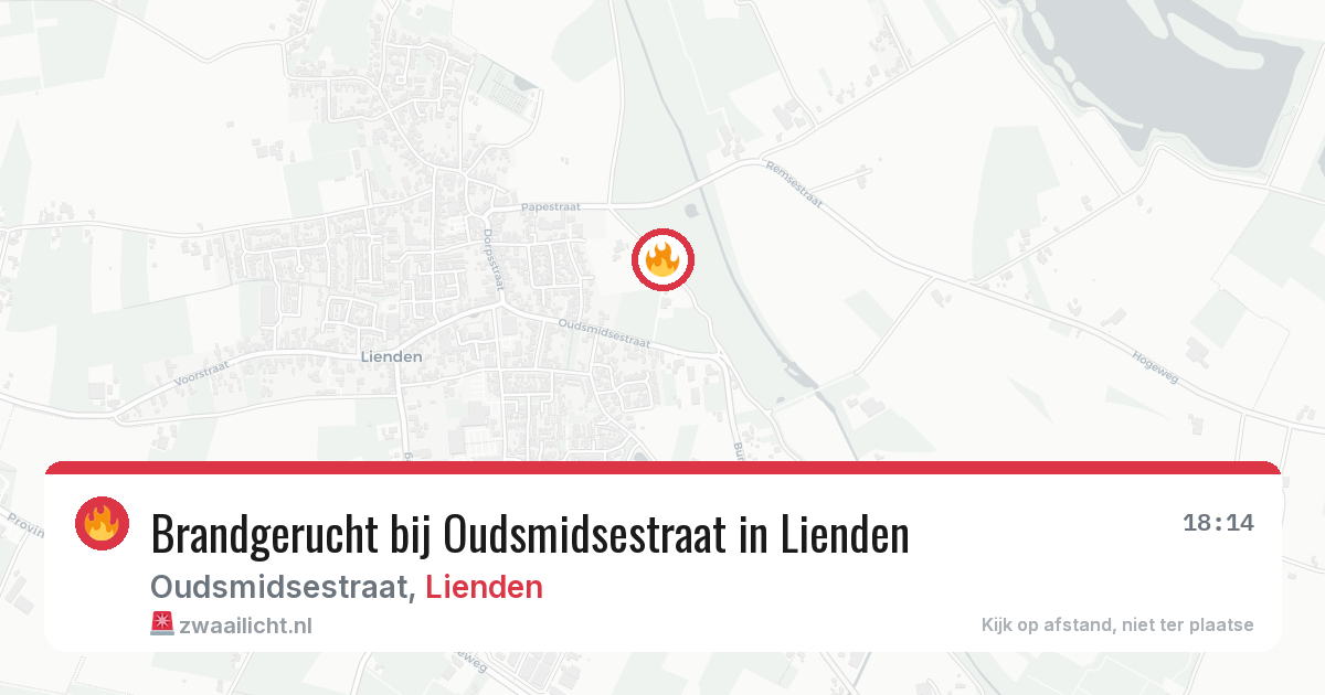 Brandgerucht bij Oudsmidsestraat in Lienden — 9 jun 2026
