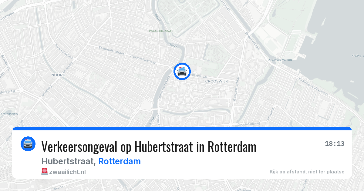 Verkeersongeval op Hubertstraat in Rotterdam — 9 aug 2026