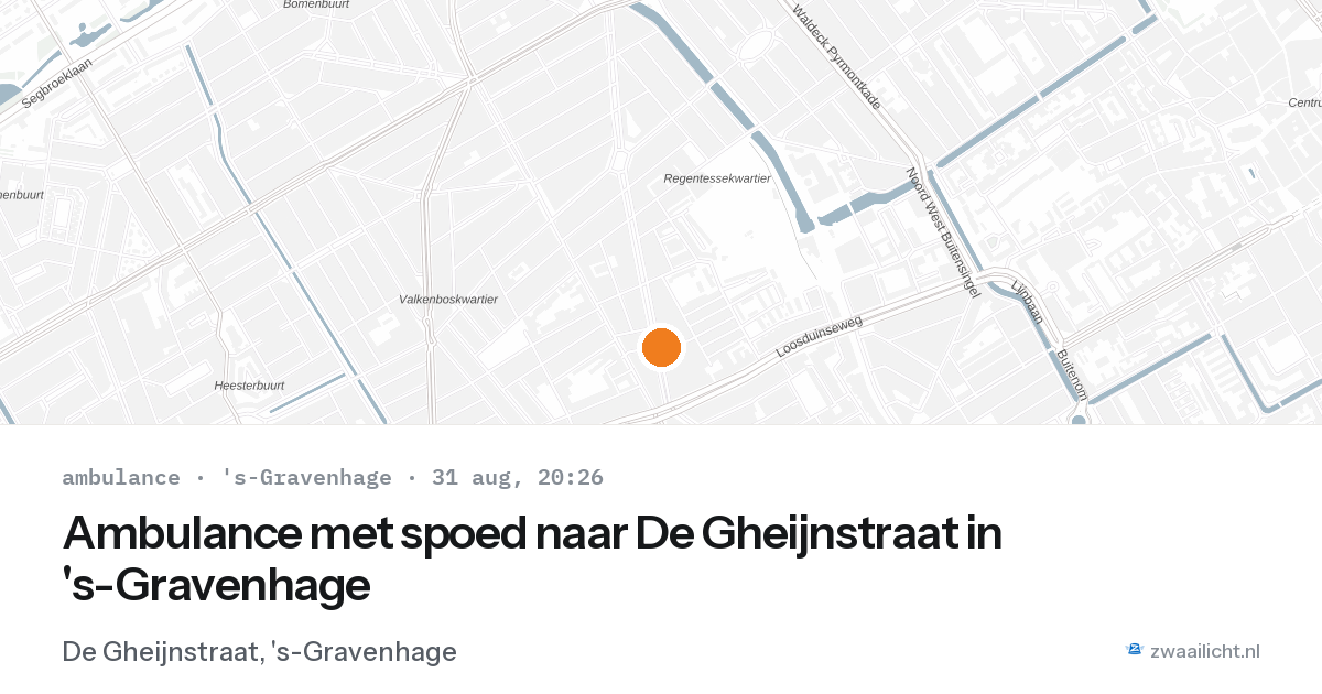 Ambulance met spoed naar De Gheijnstraat in 's-Gravenhage — 31 aug 2026