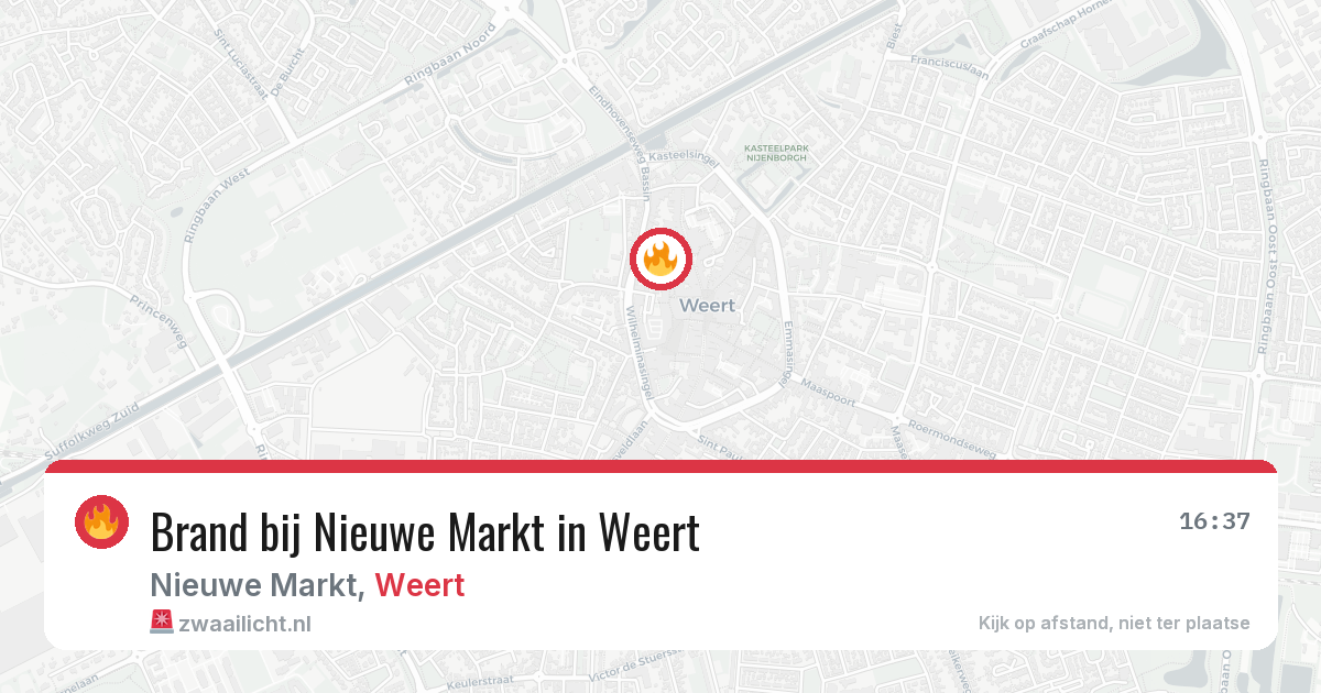 Brand bij Nieuwe Markt in Weert — 3 aug 2026