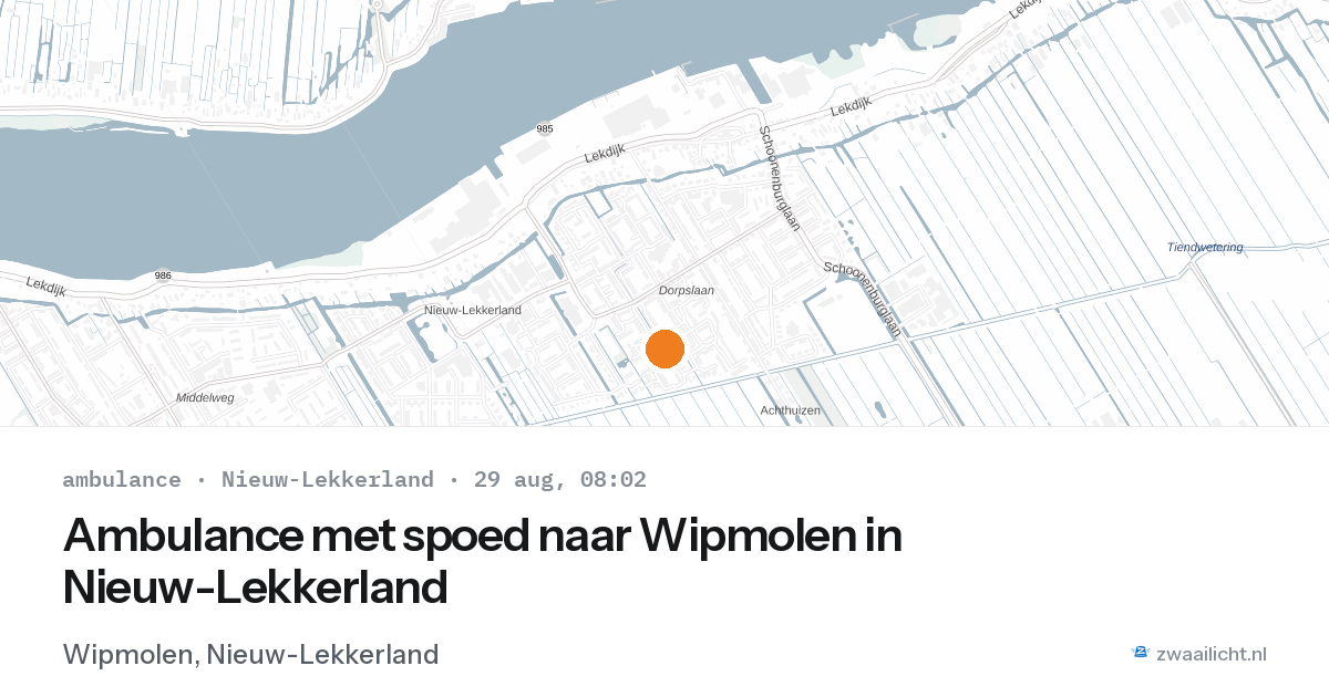 Ambulance met spoed naar Wipmolen in Nieuw-Lekkerland — 29 aug 2026