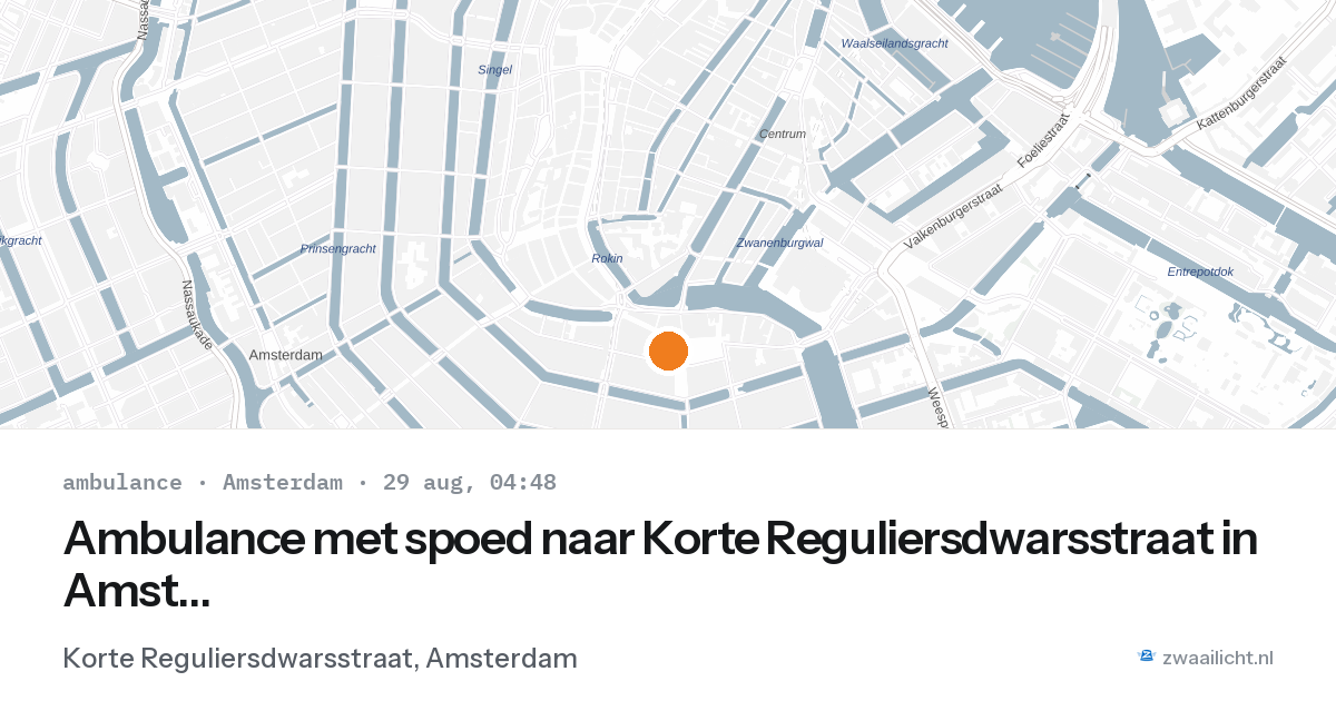 Ambulance met spoed naar Korte Reguliersdwarsstraat in Amsterdam — 29 aug 2026