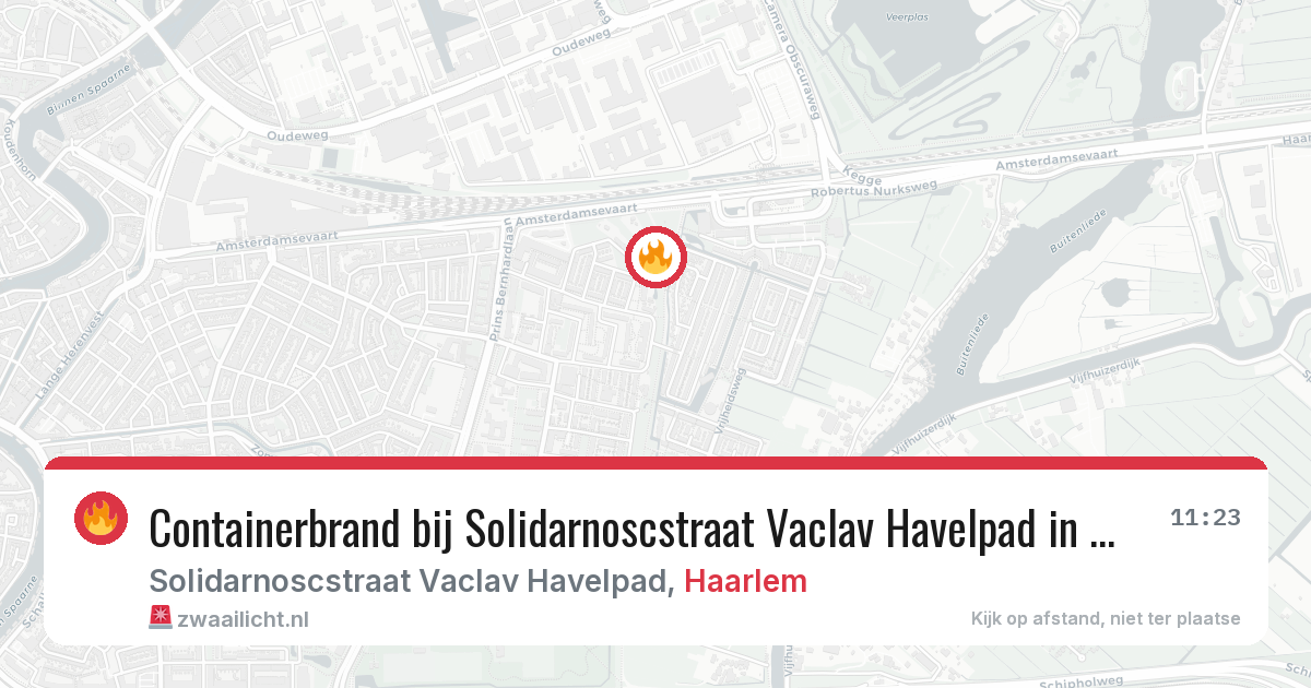 Containerbrand bij Solidarnoscstraat Vaclav Havelpad in Haarlem — 21 jun 2026