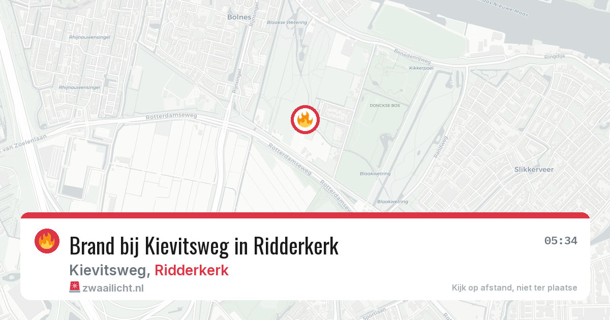 Brand bij Kievitsweg in Ridderkerk — 13 aug 2026
