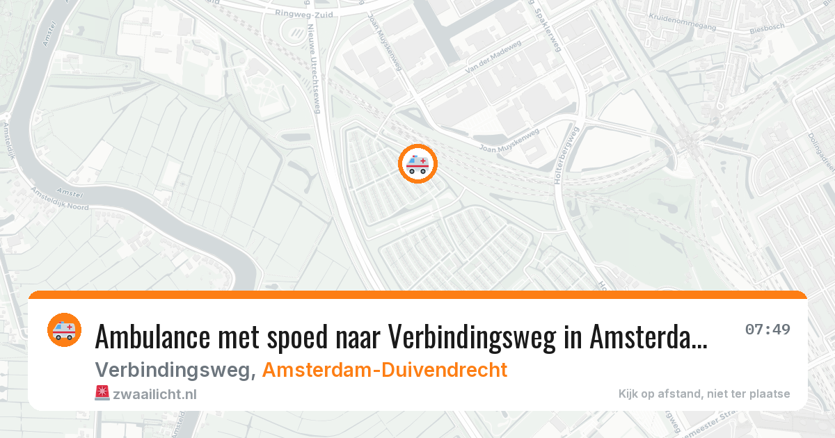 Ambulance met spoed naar Verbindingsweg in Amsterdam-Duivendrecht — 6 aug 2026