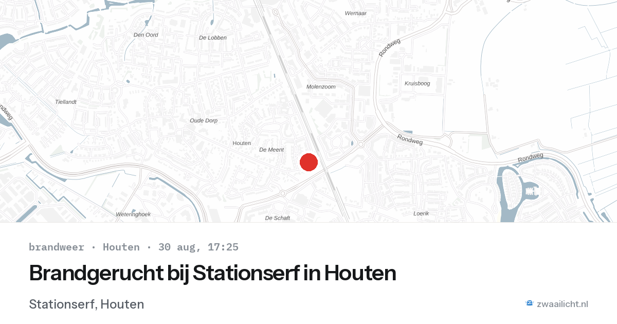 Brandgerucht bij Stationserf in Houten — 30 aug 2026