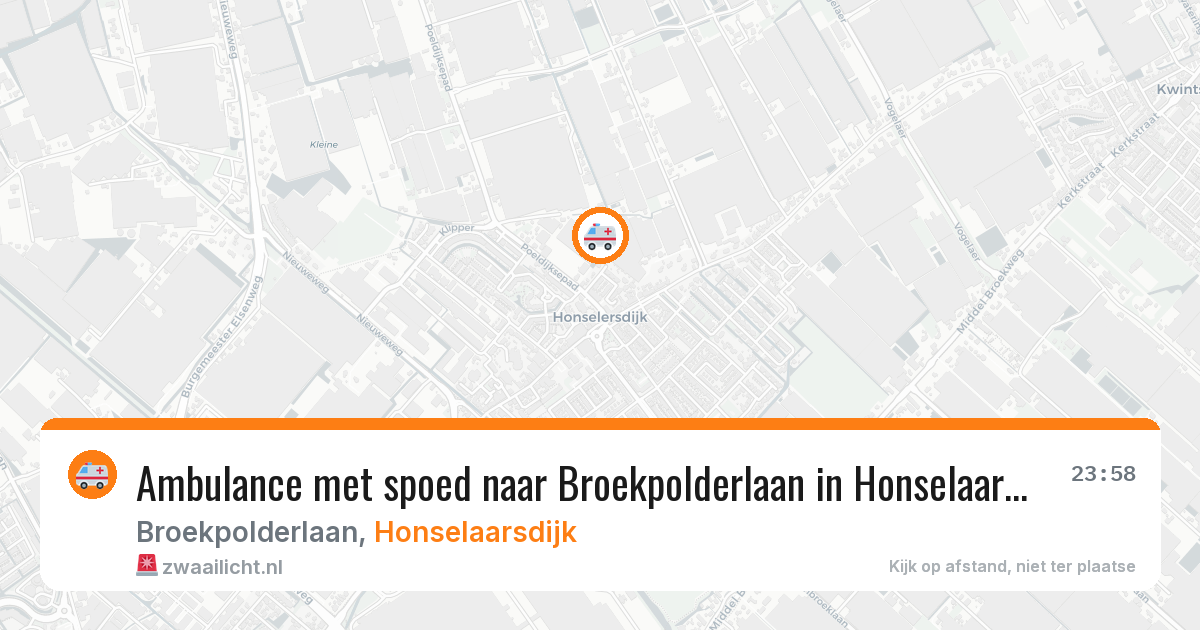 Ambulance met spoed naar Broekpolderlaan in Honselaarsdijk — 29 mei 2026