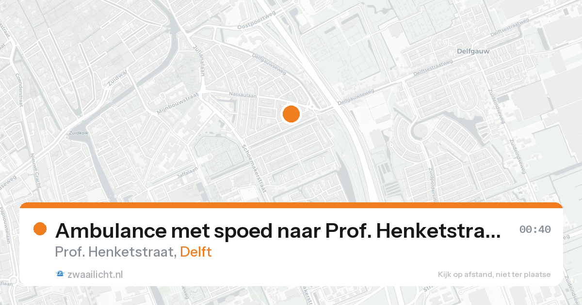 Ambulance met spoed naar Prof. Henketstraat in Delft — 15 aug 2026