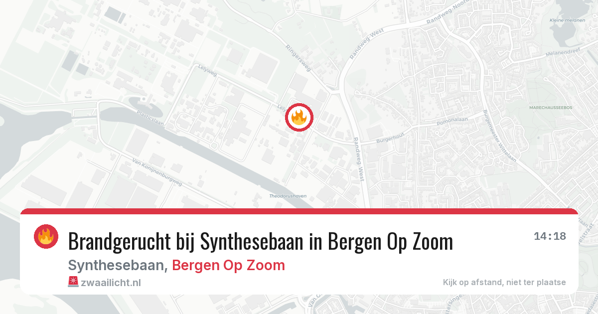 Brandgerucht bij Synthesebaan in Bergen Op Zoom — 26 jun 2026