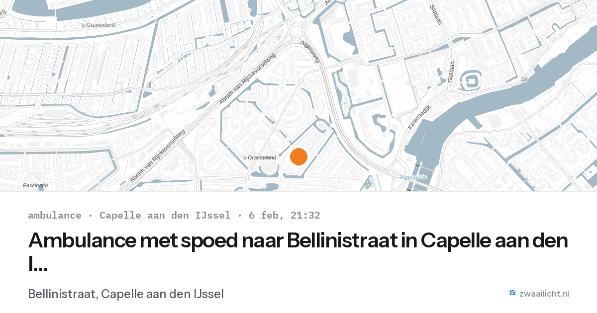 Ambulance met spoed naar Bellinistraat in Capelle aan den IJssel — 6 feb 2026