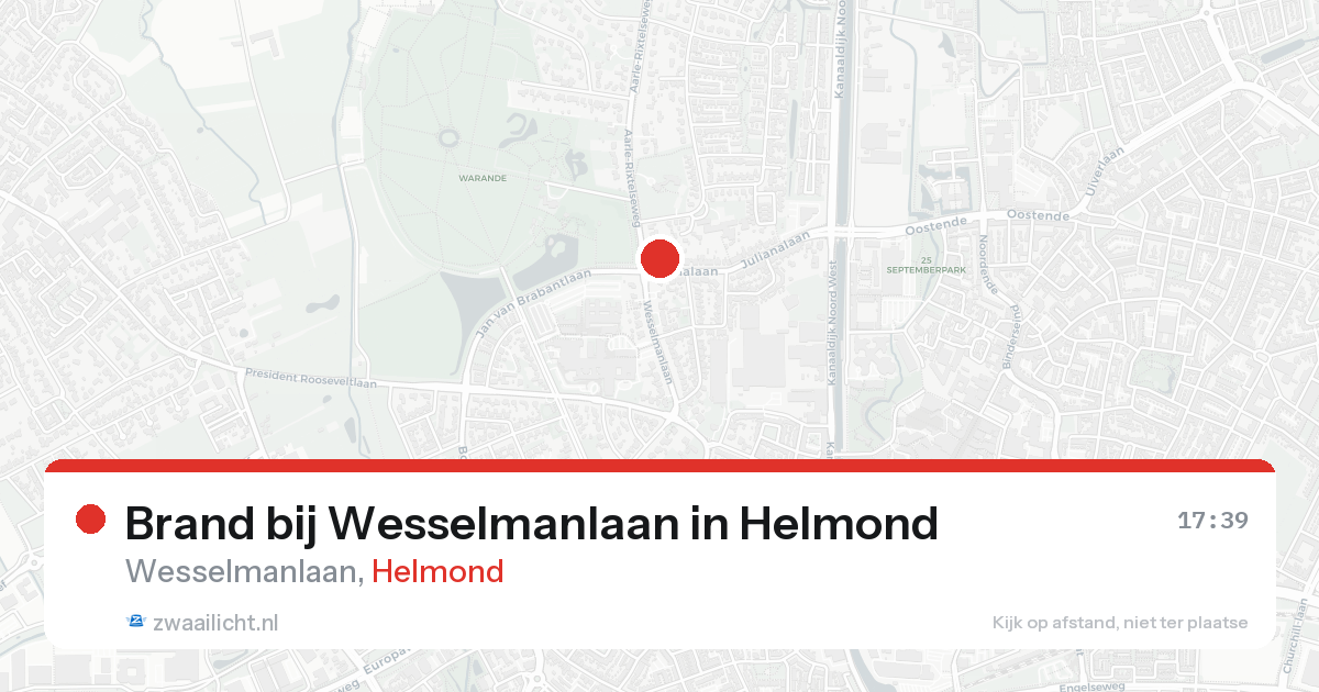 Brand bij Wesselmanlaan in Helmond — 19 aug 2026