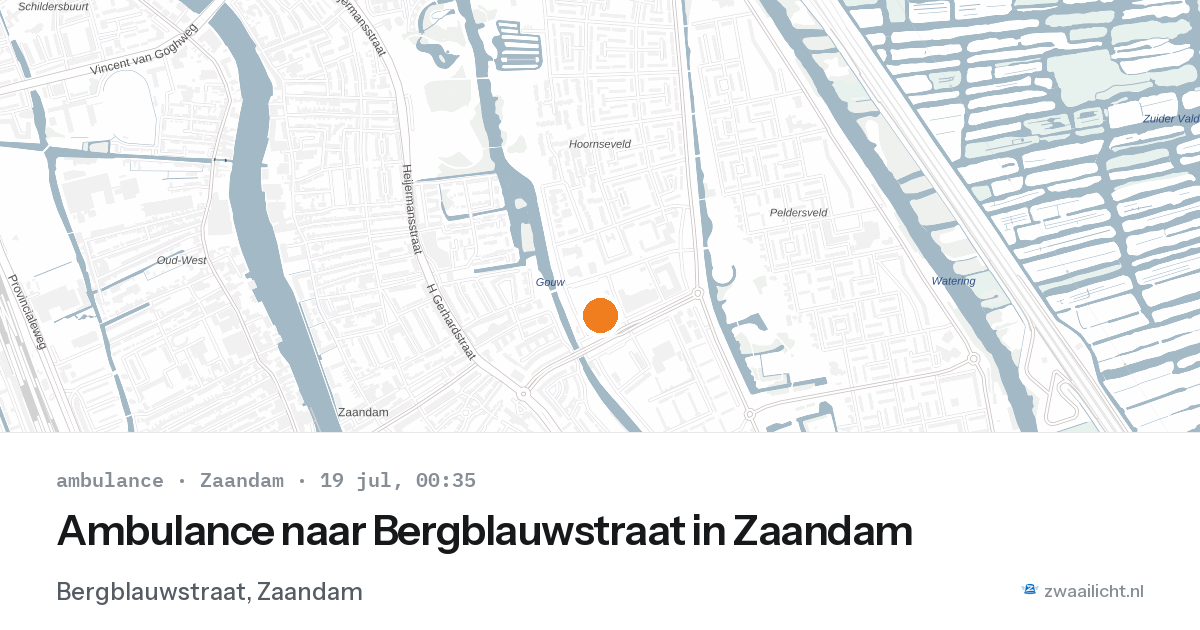 Ambulance naar Bergblauwstraat in Zaandam — 18 jul 2026