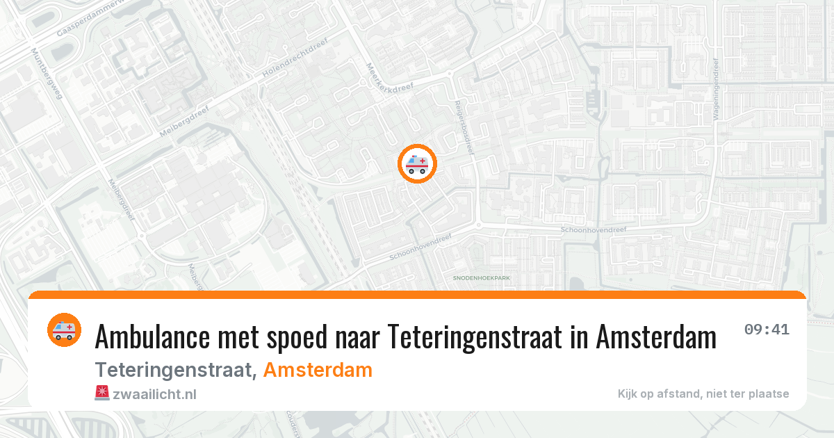 Ambulance met spoed naar Teteringenstraat in Amsterdam — 6 aug 2026