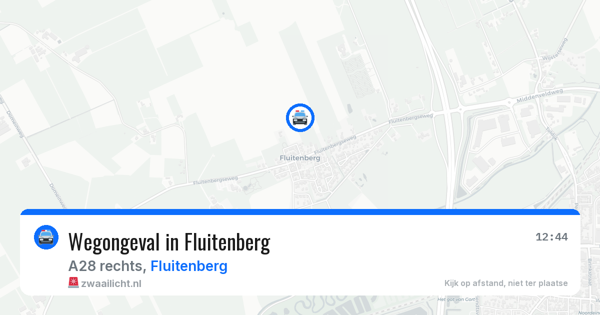 Wegongeval in Fluitenberg — 29 jun 2026