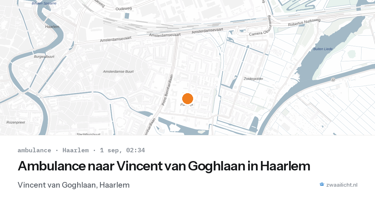 Ambulance naar Vincent van Goghlaan in Haarlem — 1 sep 2026