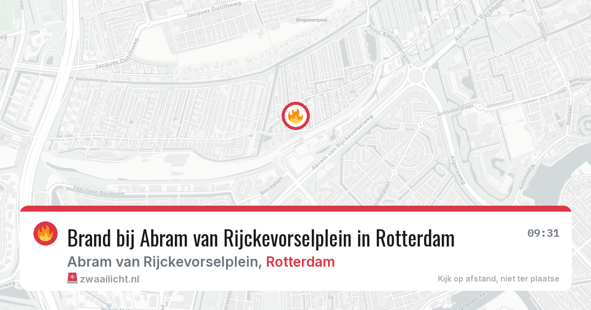 Brand bij Abram van Rijckevorselplein in Rotterdam — 8 jun 2026