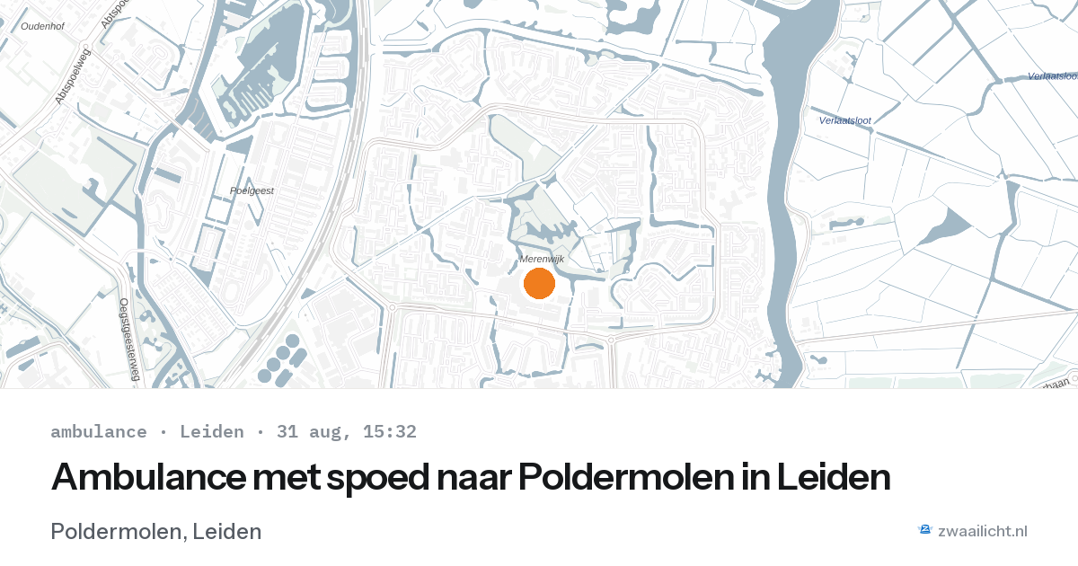 Ambulance met spoed naar Poldermolen in Leiden — 31 aug 2026