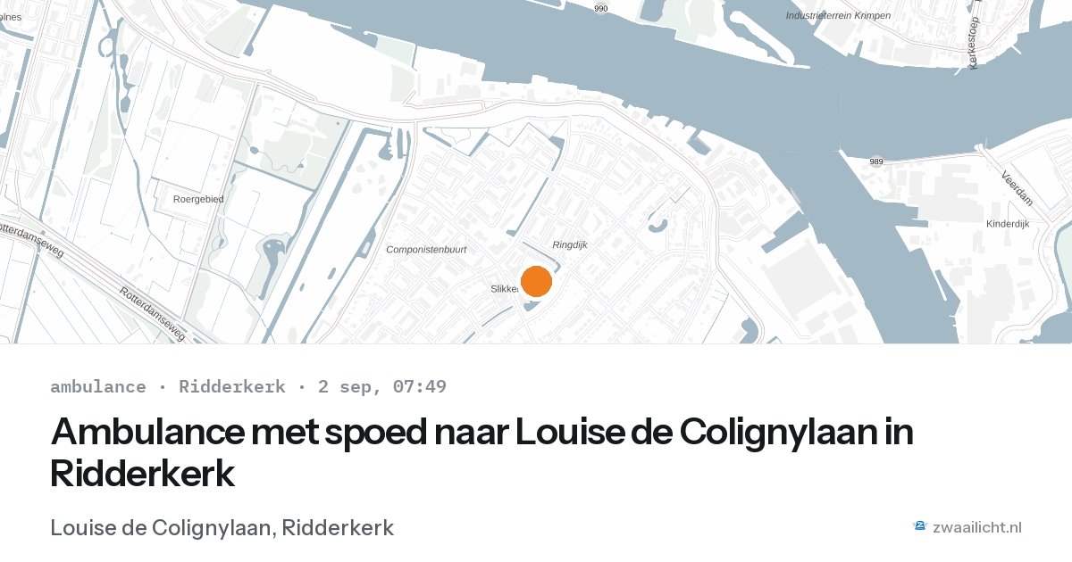 Ambulance met spoed naar Louise de Colignylaan in Ridderkerk — 2 sep 2026