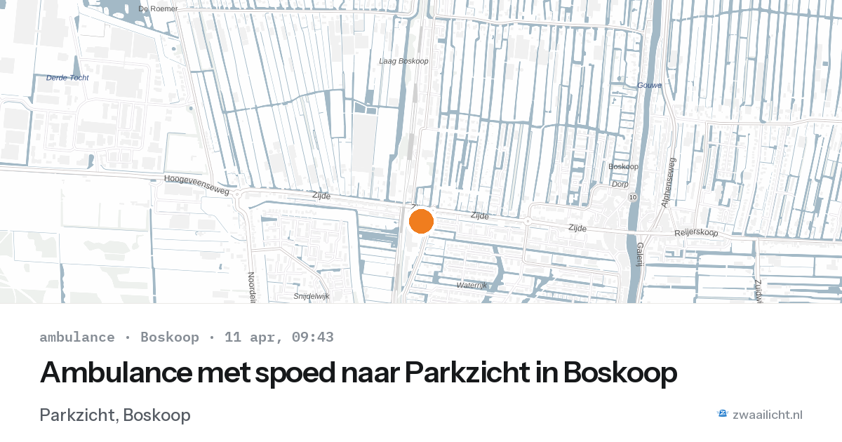 Ambulance met spoed naar Parkzicht in Boskoop — 11 apr 2026