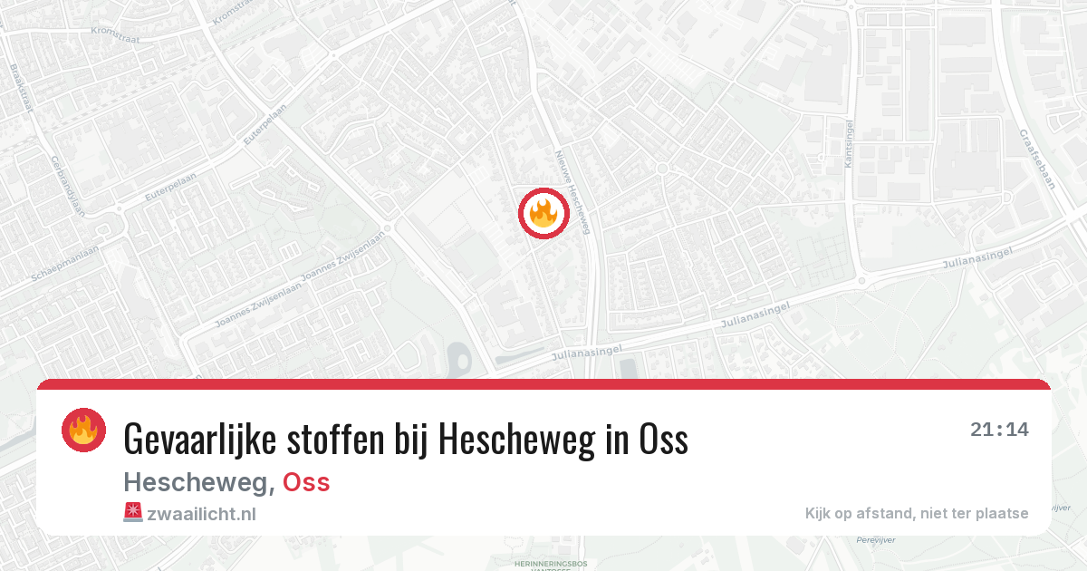 Gevaarlijke stoffen bij Hescheweg in Oss — 13 aug 2026