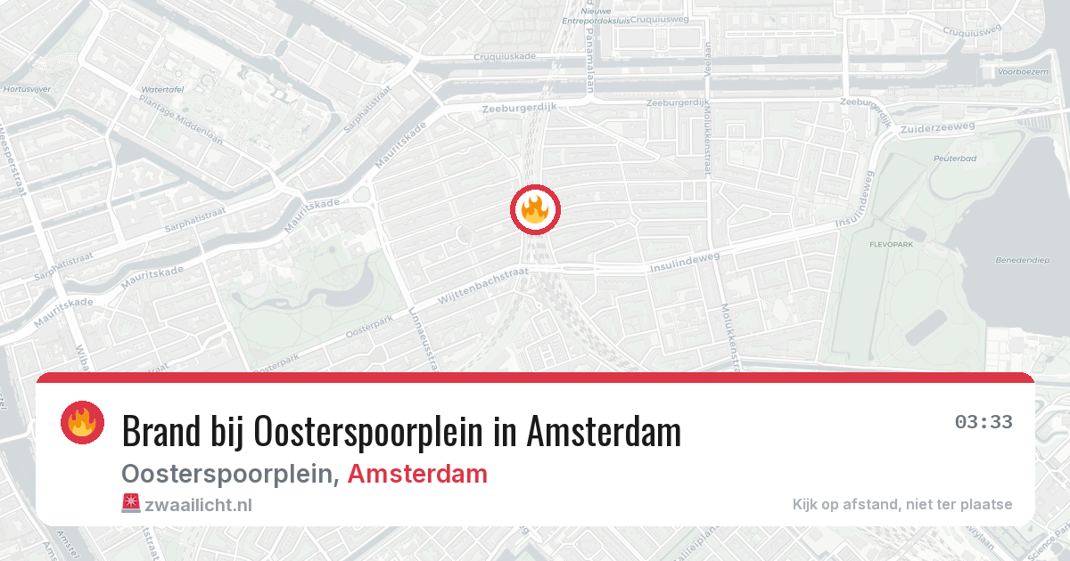 Brand bij Oosterspoorplein in Amsterdam — 6 aug 2026
