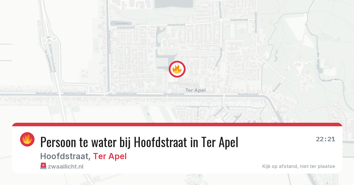 Persoon te water bij Hoofdstraat in Ter Apel — 21 jun 2026