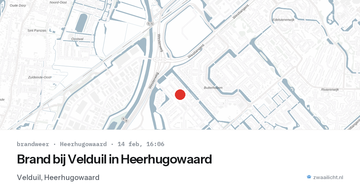 Brand bij Velduil in Heerhugowaard — 14 feb 2026