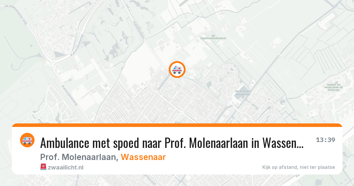 Ambulance met spoed naar Prof. Molenaarlaan in Wassenaar — 19 mrt 2026