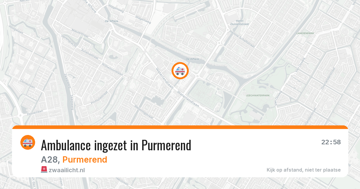 Ambulance ingezet in Purmerend — 29 mrt 2026 | 🚨 Zwaailicht.nl