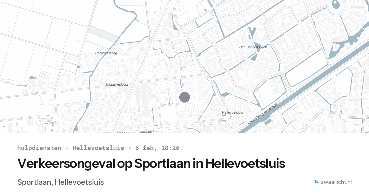 Verkeersongeval op Sportlaan in Hellevoetsluis — 6 feb 2026