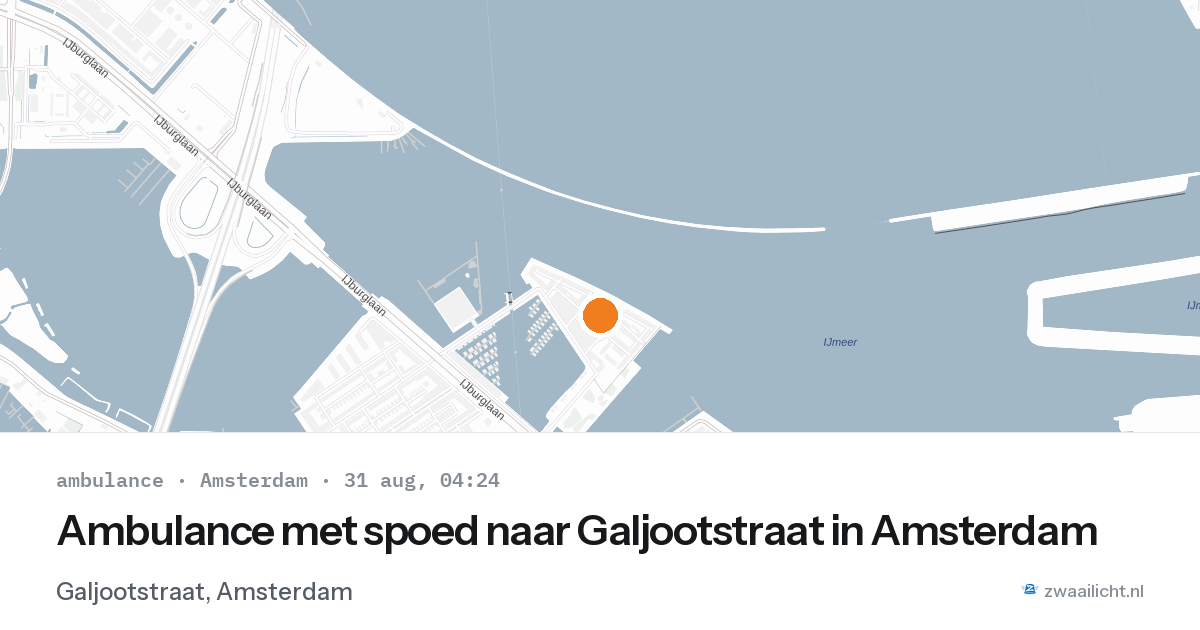 Ambulance met spoed naar Galjootstraat in Amsterdam — 31 aug 2026