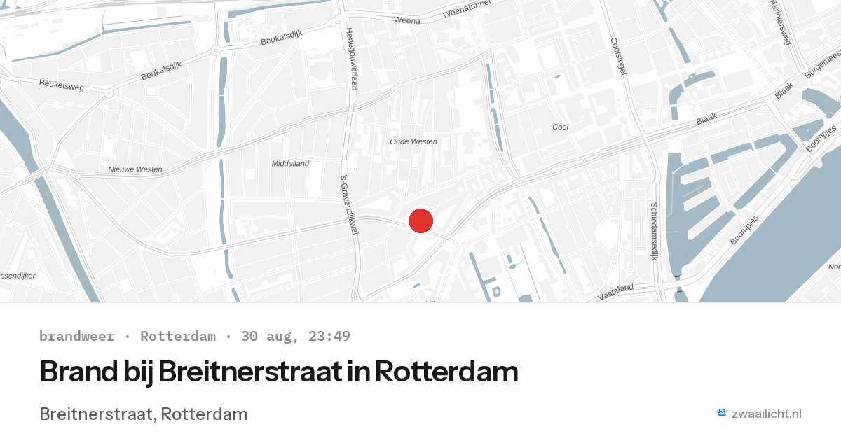 Brand bij Breitnerstraat in Rotterdam — 30 aug 2026