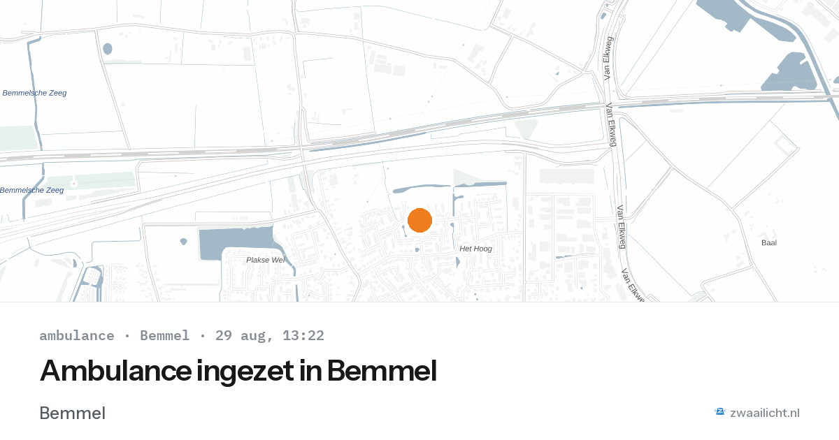 Ambulance ingezet in Bemmel — 29 aug 2026