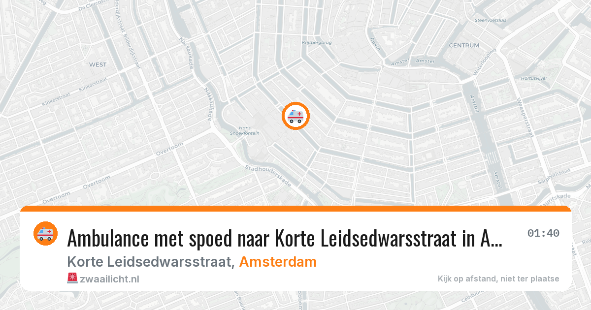Ambulance met spoed naar Korte Leidsedwarsstraat in Amsterdam — 18 mei 2026