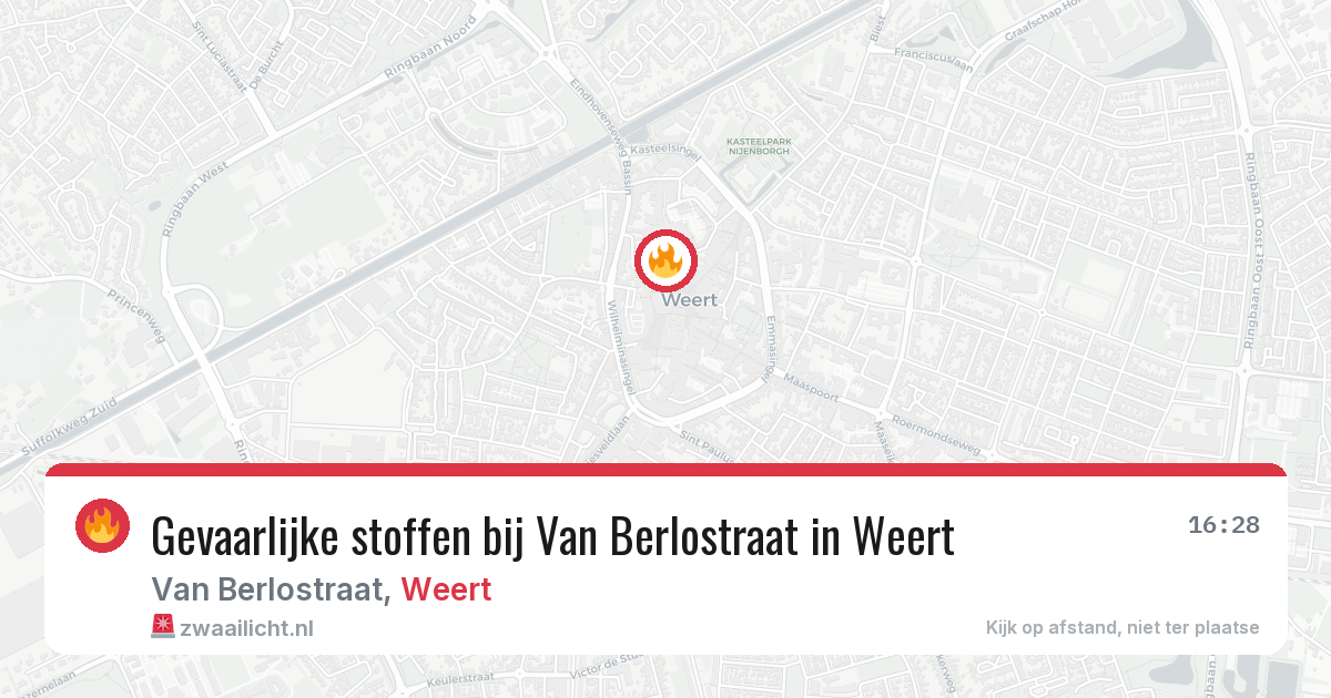 Gevaarlijke stoffen bij Van Berlostraat in Weert — 29 jun 2026