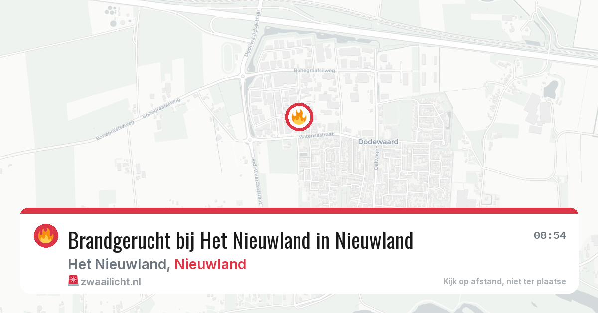 Brandgerucht bij Het Nieuwland in Nieuwland — 21 jun 2026