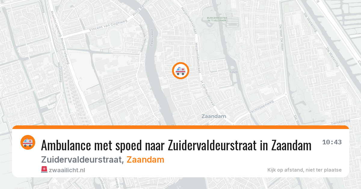 Ambulance met spoed naar Zuidervaldeurstraat in Zaandam — 20 mrt 2026