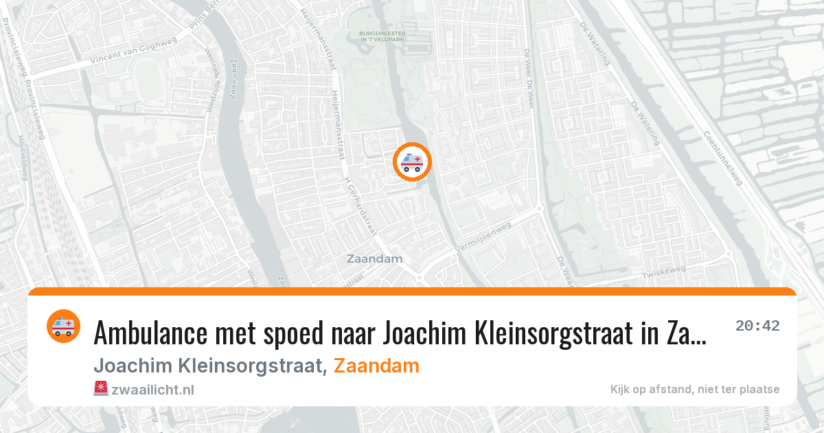 Ambulance met spoed naar Joachim Kleinsorgstraat in Zaandam — 29 jul 2026