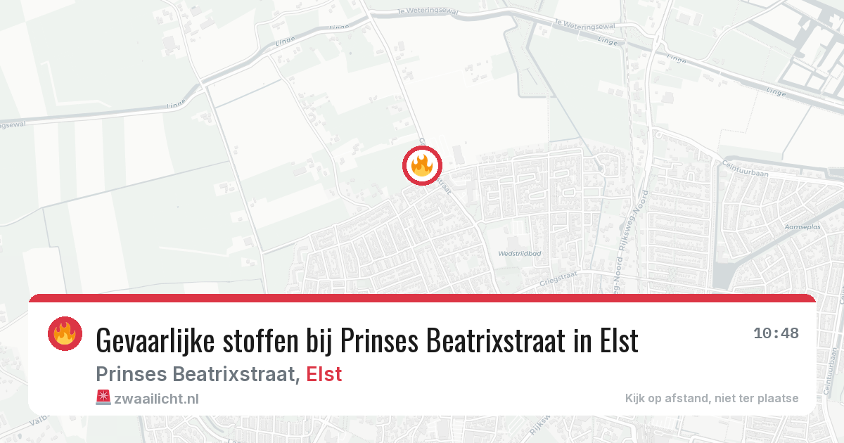 Gevaarlijke stoffen bij Prinses Beatrixstraat in Elst — 30 apr 2026