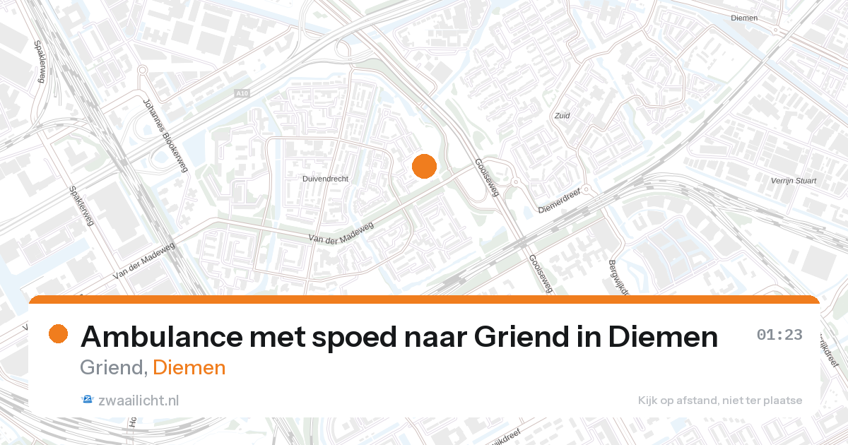 Ambulance met spoed naar Griend in Diemen — 26 aug 2026