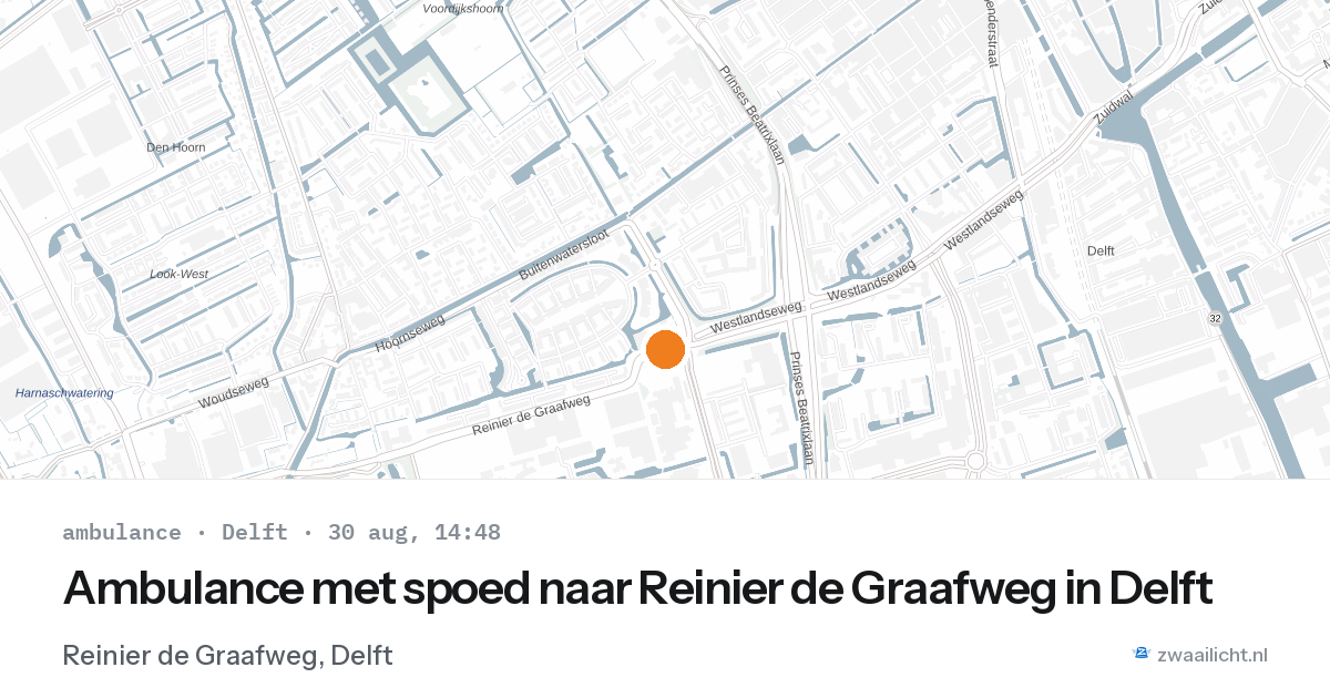 Ambulance met spoed naar Reinier de Graafweg in Delft — 30 aug 2026