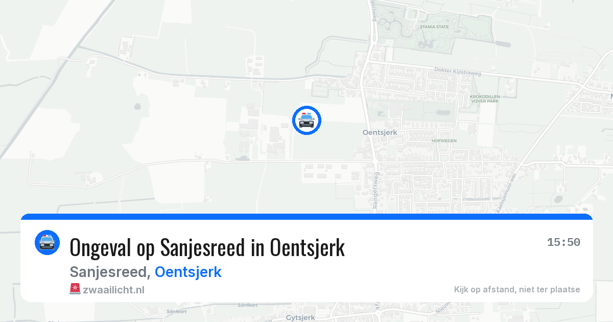 Ongeval op Sanjesreed in Oentsjerk — 26 apr 2026