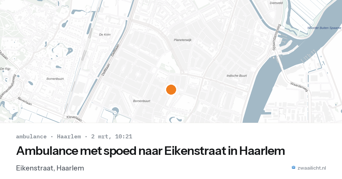 Ambulance met spoed naar Eikenstraat in Haarlem — 2 mrt 2026